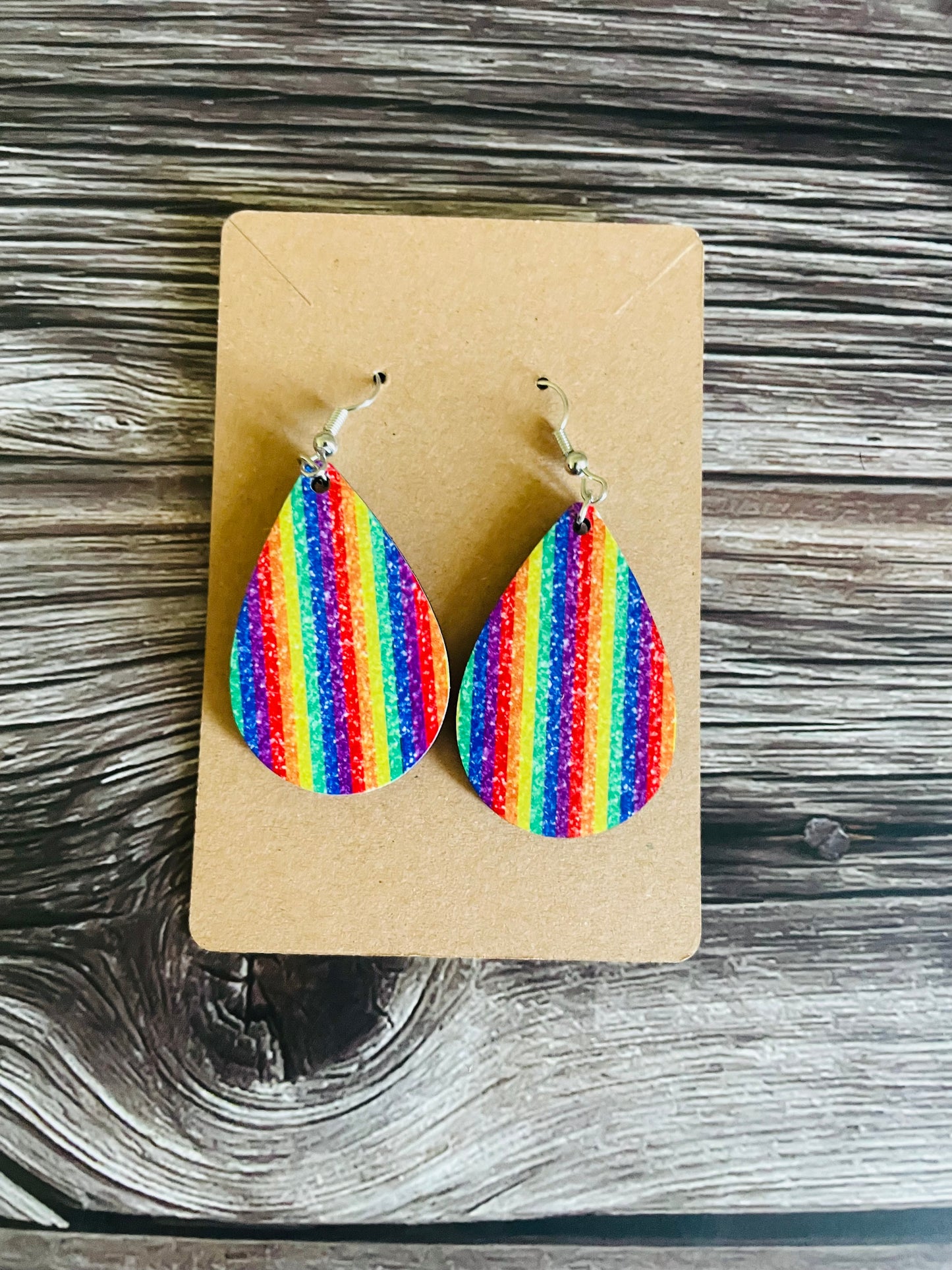 Glitter Rainbow Pattern Earrings