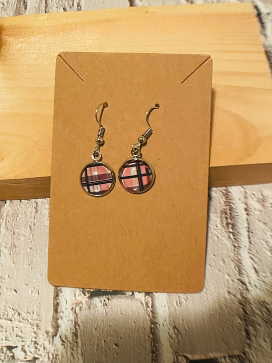 Pink Plaid Earrings