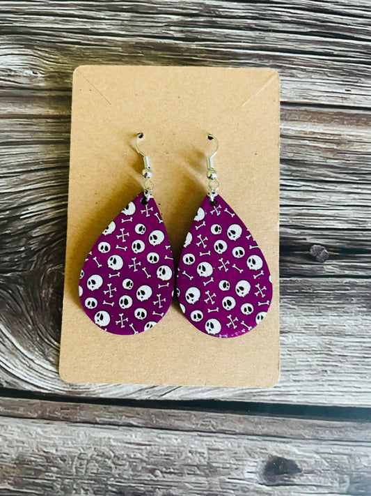 Purple Skull & Bones Earring