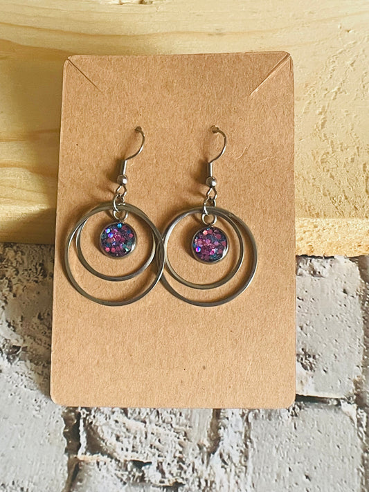 Purple-blue Glitter Earrings