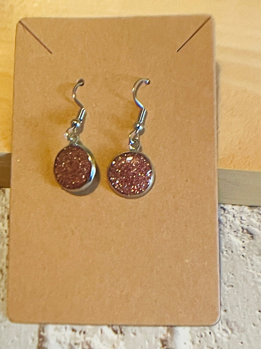 Rose Gold Glitter Earrings