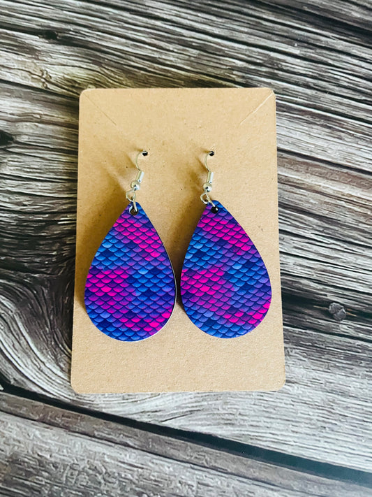 Multi Colored Mermaid Pattern Earrings