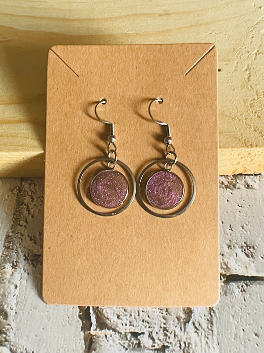 Pink Rose Glitter Earrings