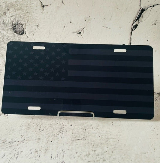 Blacked Out Flag License Plate