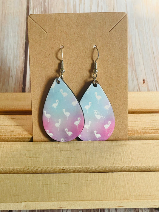 Summer Flamingo Teardrop Earrings